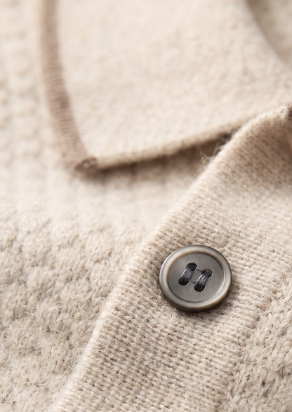 Premium Cashmere Ivory Two-Tone Polo | Portovelli