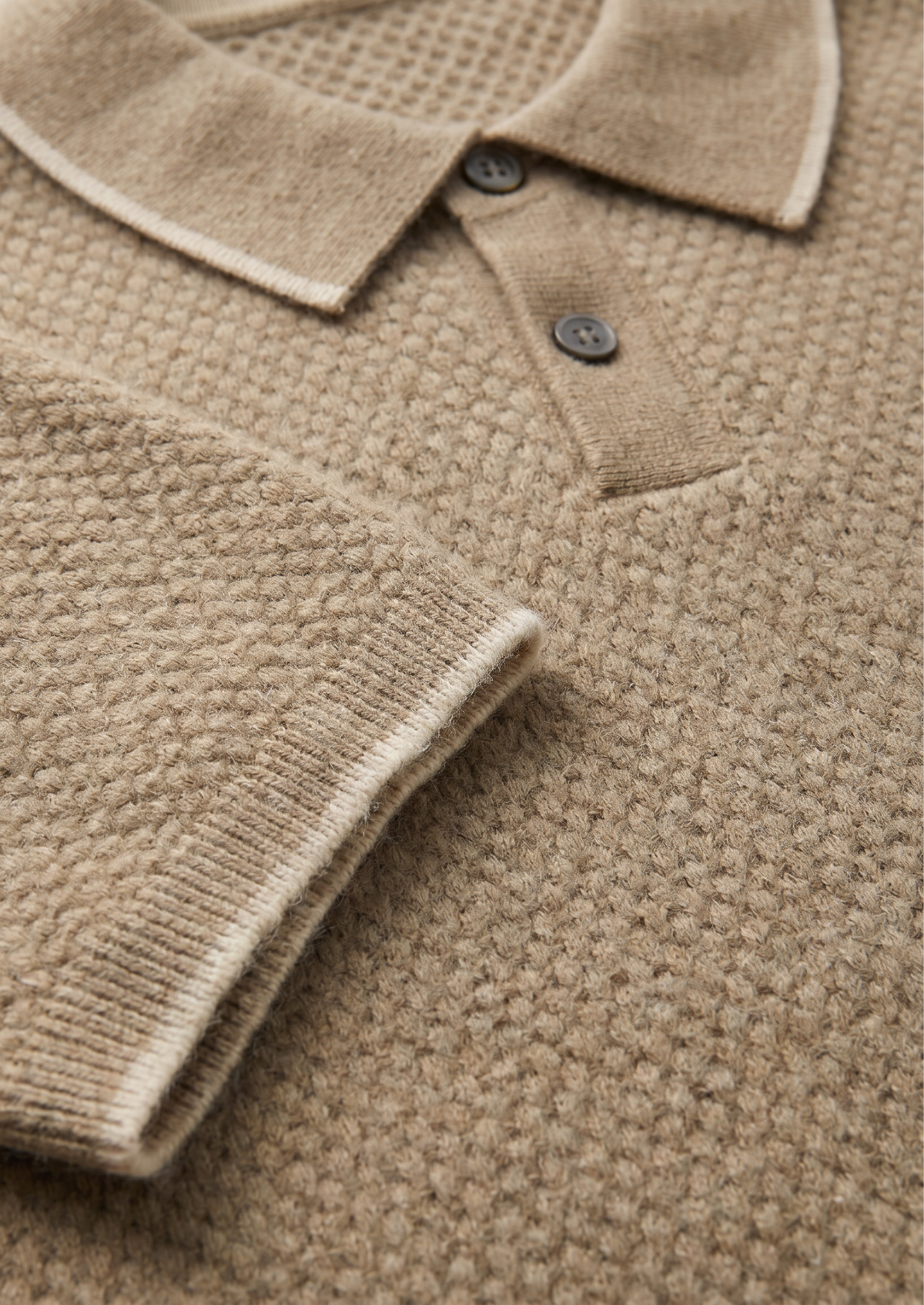 Premium Cashmere Beige Two-Tone Polo | Portovelli