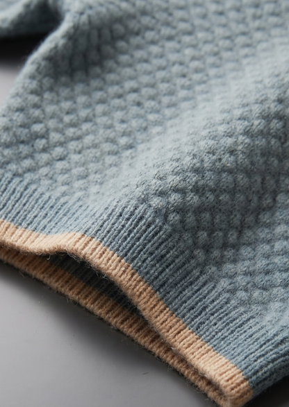 Premium Cashmere Sea Blue Two-Tone Polo | Portovelli