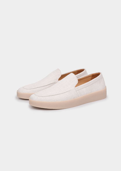 White Linen City Loafers | Portovelli