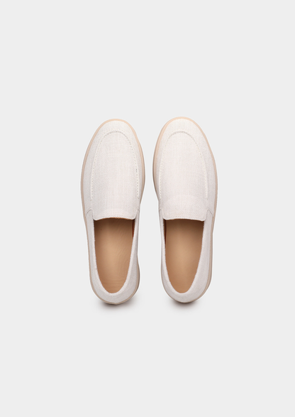 White Linen City Loafers | Portovelli