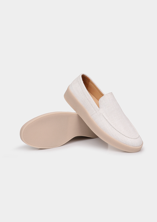 White Linen City Loafers | Portovelli