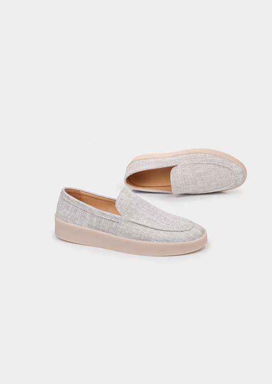 Gray Linen City Loafers | Portovelli