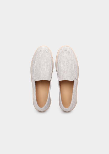 Gray Linen City Loafers | Portovelli