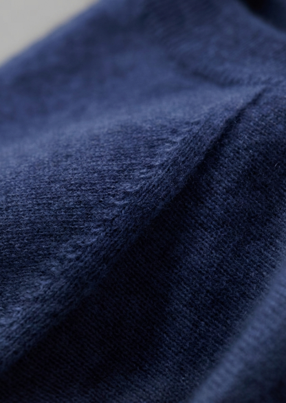 Premium Cashmere Classic Crewneck T-Shirt - Navy Blue | Portovelli