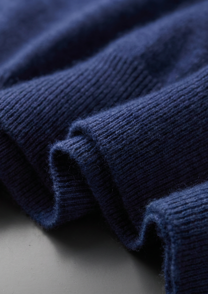 Premium Cashmere Classic Crewneck T-Shirt - Navy Blue | Portovelli
