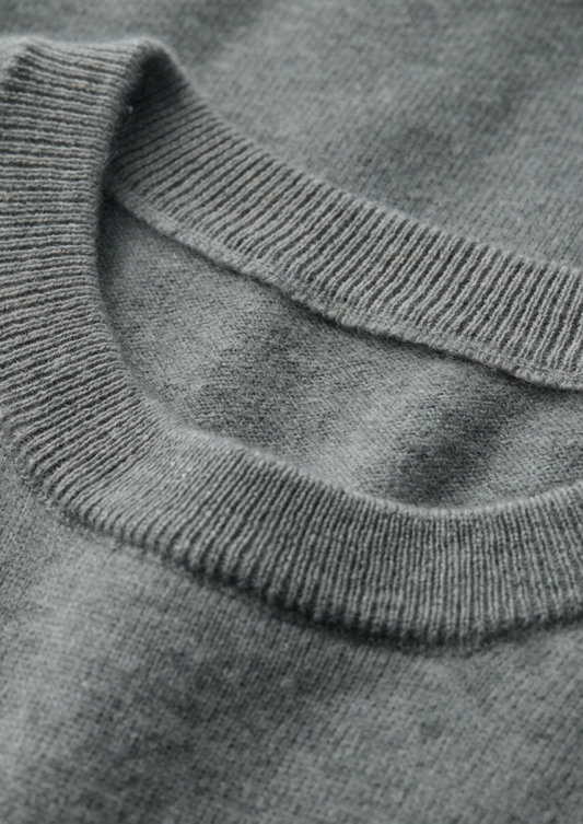 Premium Cashmere Classic Crewneck T-Shirt - Shadow Flint | Portovelli