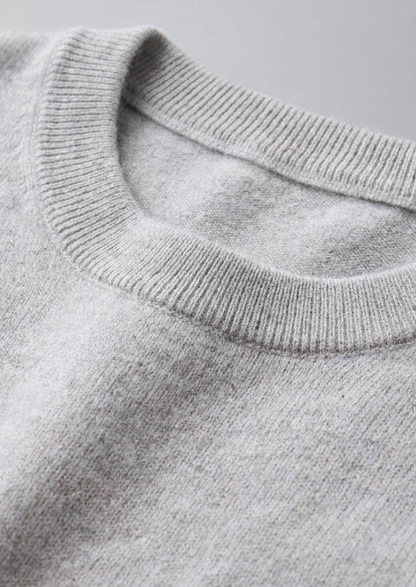 Premium Cashmere Classic Crewneck T-Shirt - Light Gray | Portovelli