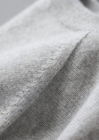 Premium Cashmere Classic Crewneck T-Shirt - Light Gray | Portovelli