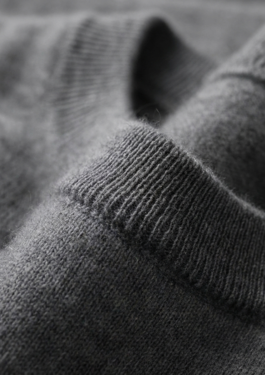 Premium Cashmere Classic Crewneck T-Shirt - Dark Gray | Portovelli