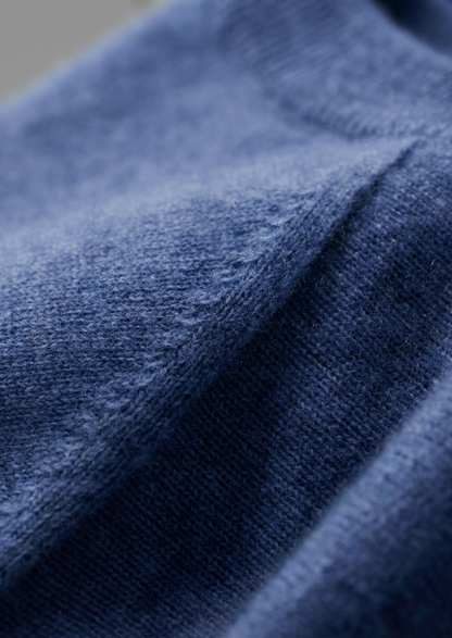 Premium Cashmere Classic Crewneck T-Shirt - Deep Atlantic | Portovelli