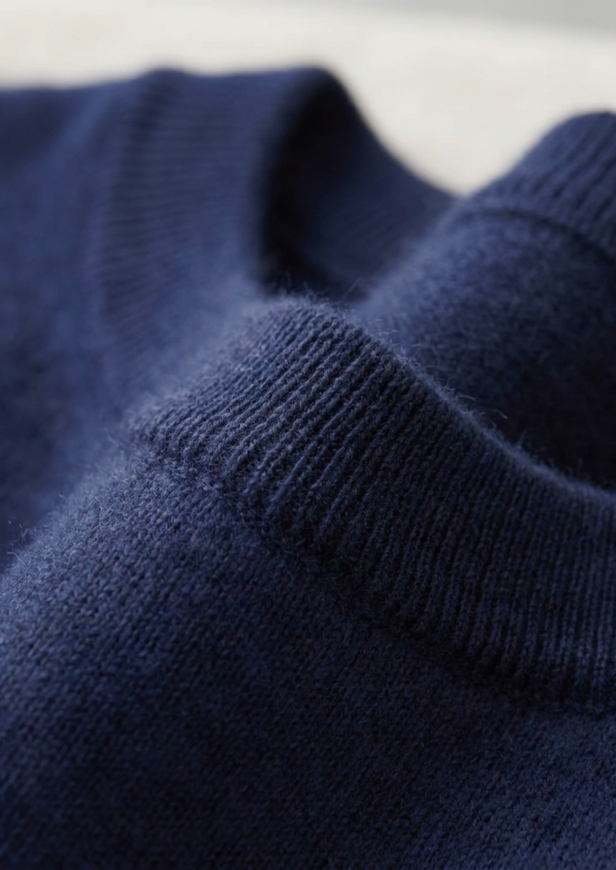 Premium Cashmere Classic Crewneck T-Shirt - Navy Blue | Portovelli