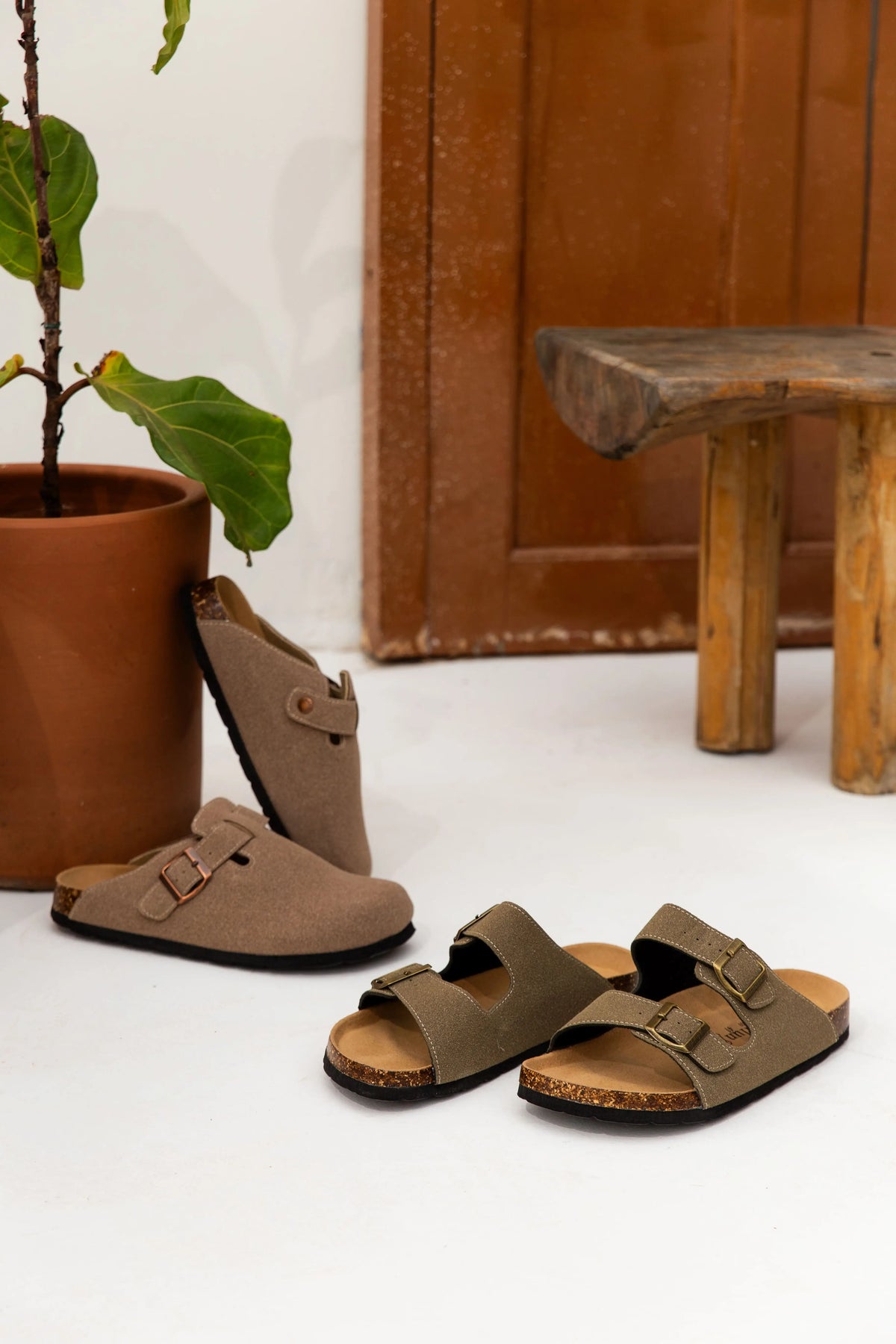 Maibulun Suede Arizona Sandals - Moss Green | Portovelli