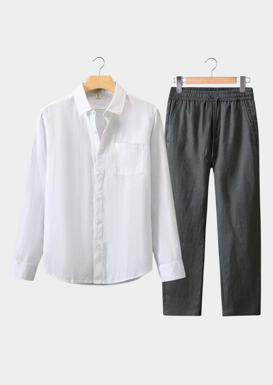 Dolcevita Longsleeve Summer Set - White/gray | Portovelli