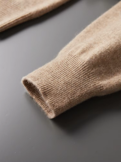 Pure Extra-Fine Merino Wool Beige Leisure Hoodie | Portovelli