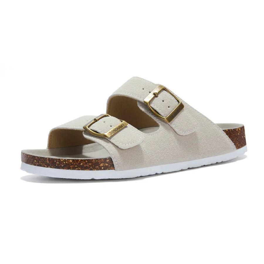 Portovelli Suede Arizona Sandals - Cream