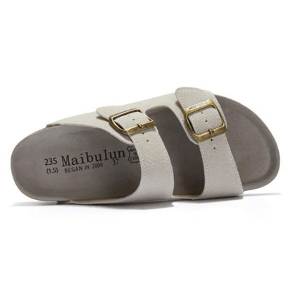 Maibulun Suede Arizona Sandals - Cream | Portovelli
