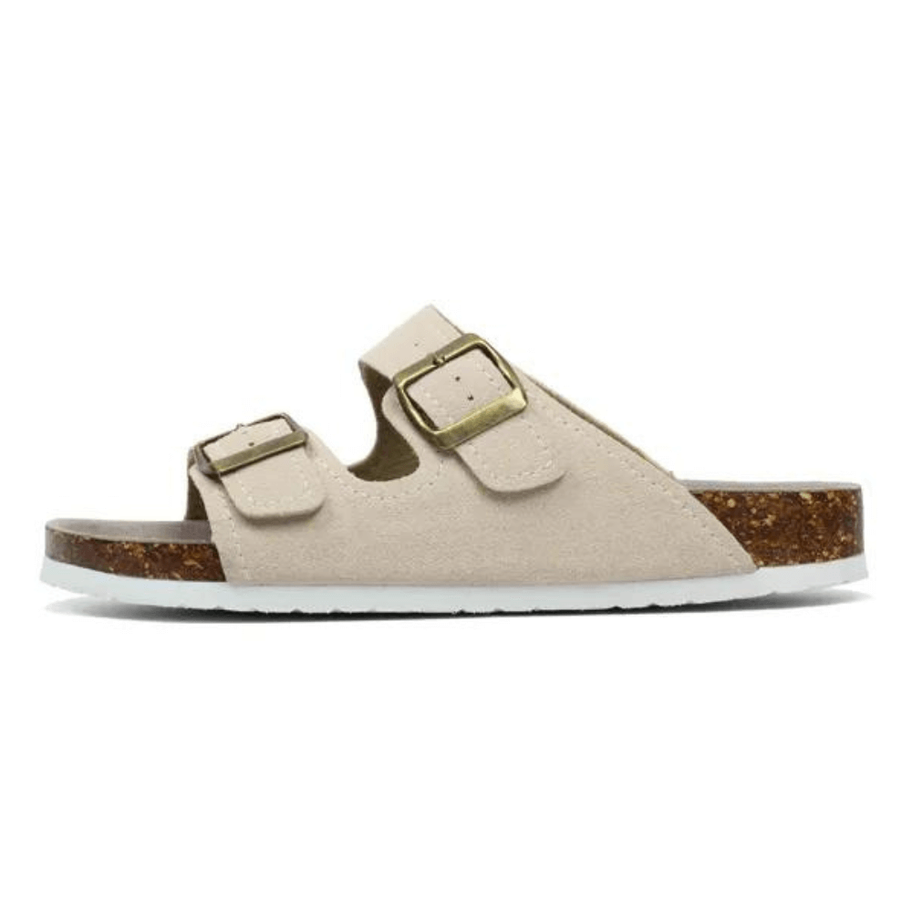 Maibulun Suede Arizona Sandals - Cream | Portovelli