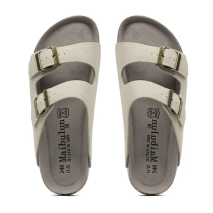 Maibulun Suede Arizona Sandals - Cream | Portovelli