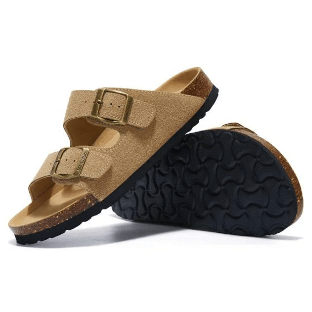 Maibulun Suede Arizona Sandals - Light Brown | Portovelli