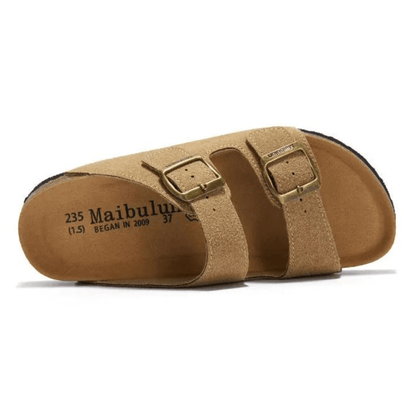Maibulun Suede Arizona Sandals - Light Brown | Portovelli