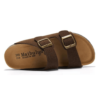Maibulun Suede Arizona Sandals - Dark Brown | Portovelli