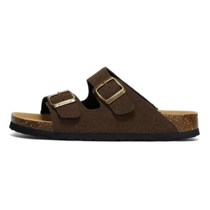 Maibulun Suede Arizona Sandals - Dark Brown | Portovelli