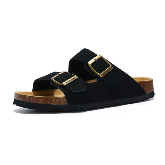 Maibulun Suede Arizona Sandals - Black | Portovelli