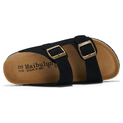 Maibulun Suede Arizona Sandals - Black | Portovelli