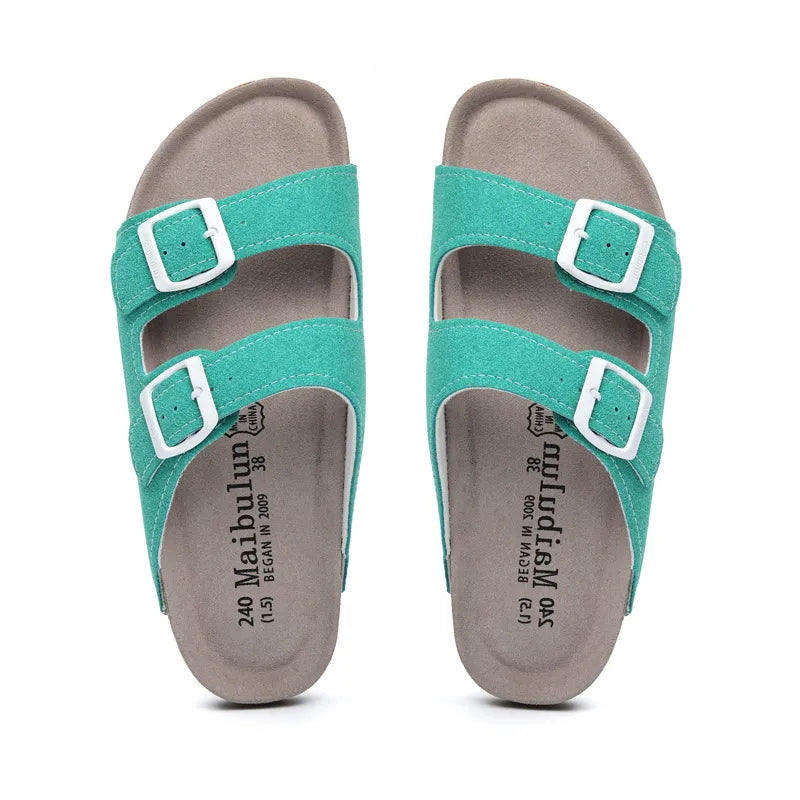 Maibulun Suede Arizona Sandals - Aqua | Portovelli