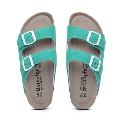 Maibulun Suede Arizona Sandals - Aqua | Portovelli