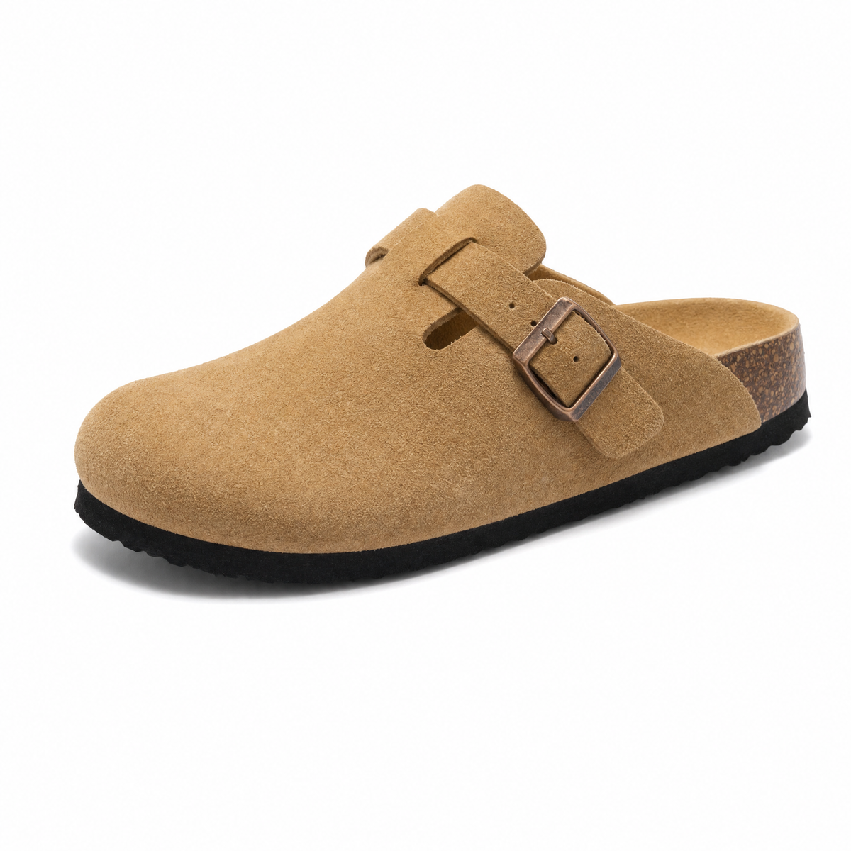 Portovelli Suede Boston Clogs - Light Brown