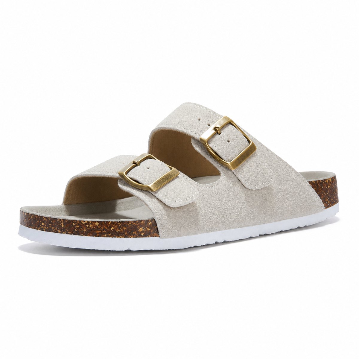 Maibulun Suede Arizona Sandals - Cream | Portovelli