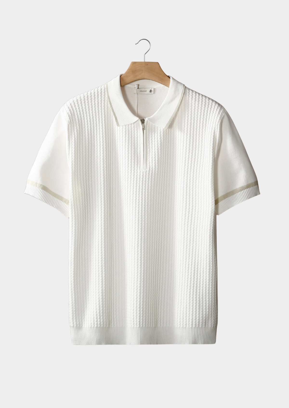 White Contrast Trim Zipper Polo | Portovelli