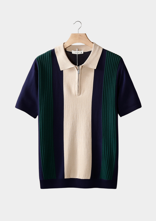 Navy Resort Zipper Polo | Portovelli