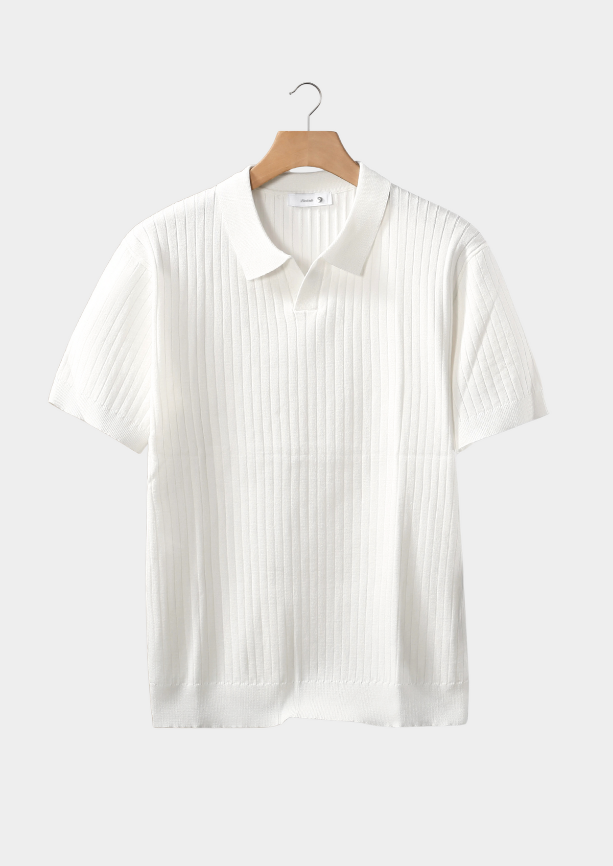 White Ribbed Buttonless Polo | Portovelli