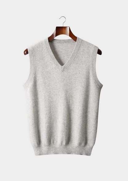 Pure Extra-Fine Merino Wool V-Neck Vest | Portovelli