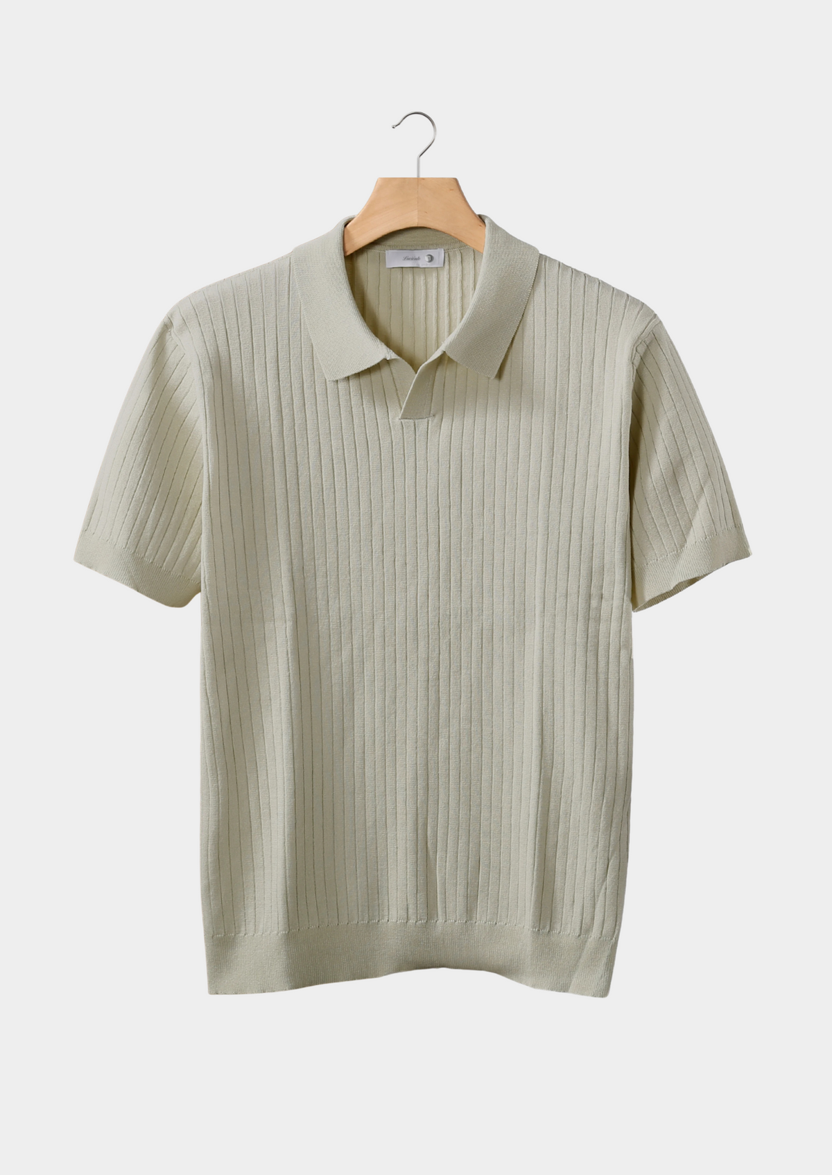 Khaki Ribbed Buttonless Polo | Portovelli
