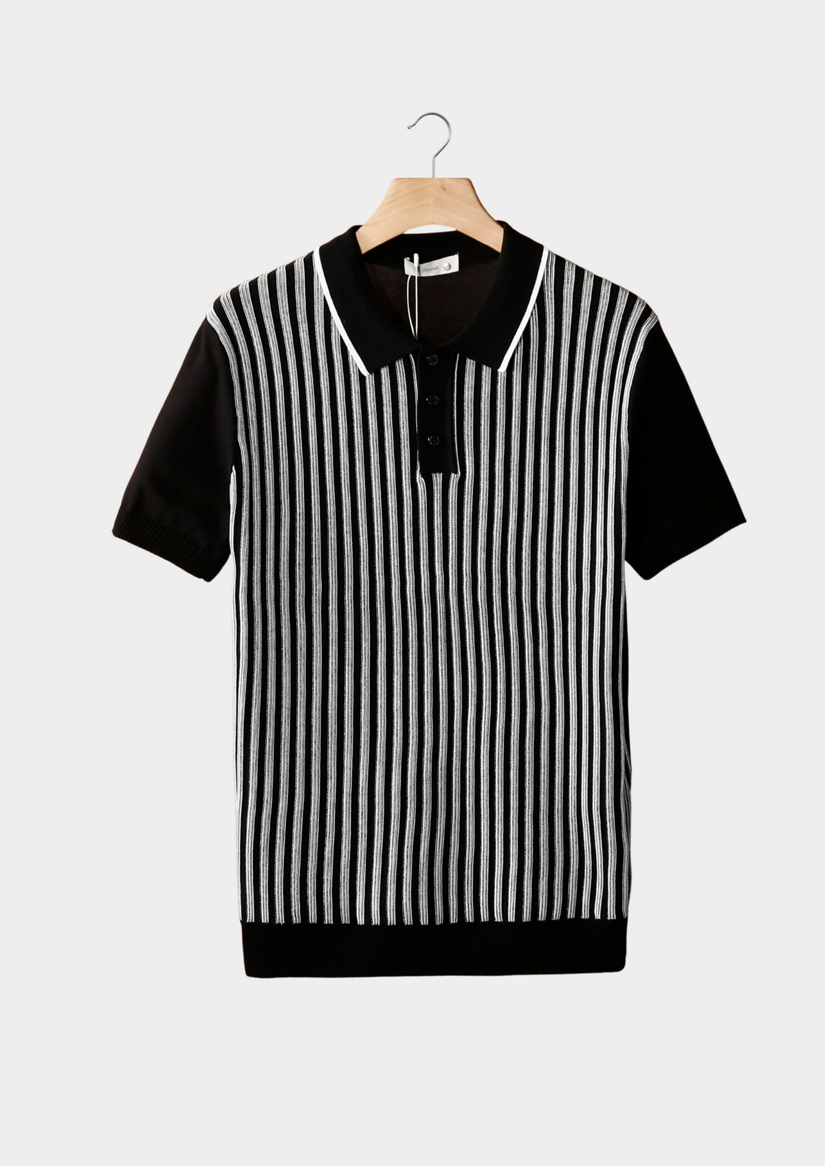 Black Vertical Striped Polo | Portovelli