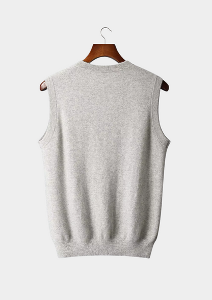 Pure Extra-Fine Merino Wool V-Neck Vest | Portovelli