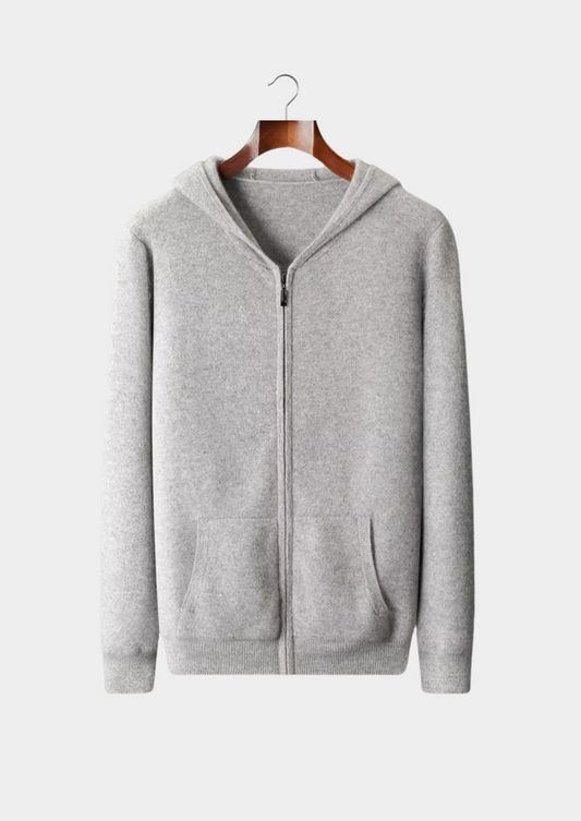 Pure Extra-Fine Merino Wool Zipper Hoodie | Portovelli
