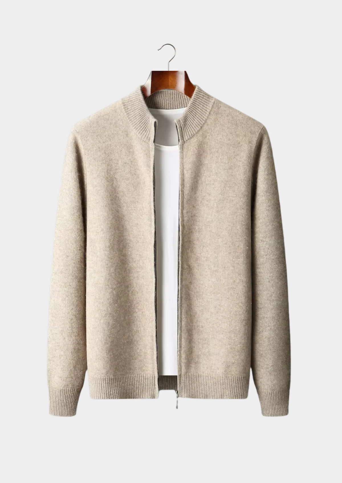 Pure Extra-Fine Merino Wool Zipper Cardigan | Portovelli