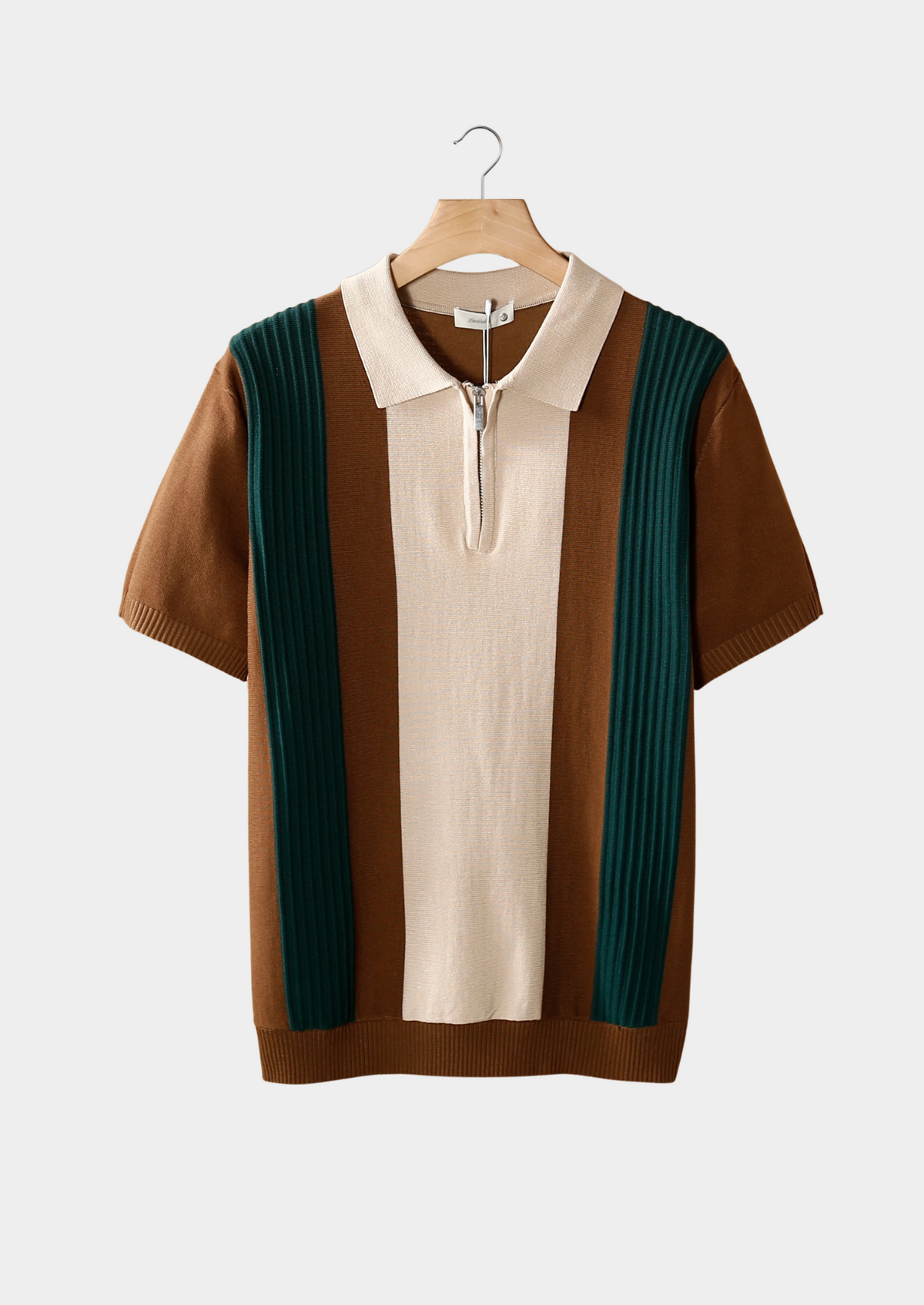 Brown Resort Zipper Polo | Portovelli