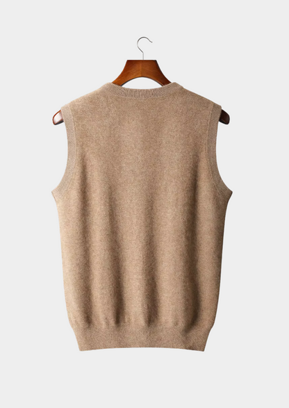 Pure Extra-Fine Merino Wool V-Neck Vest | Portovelli