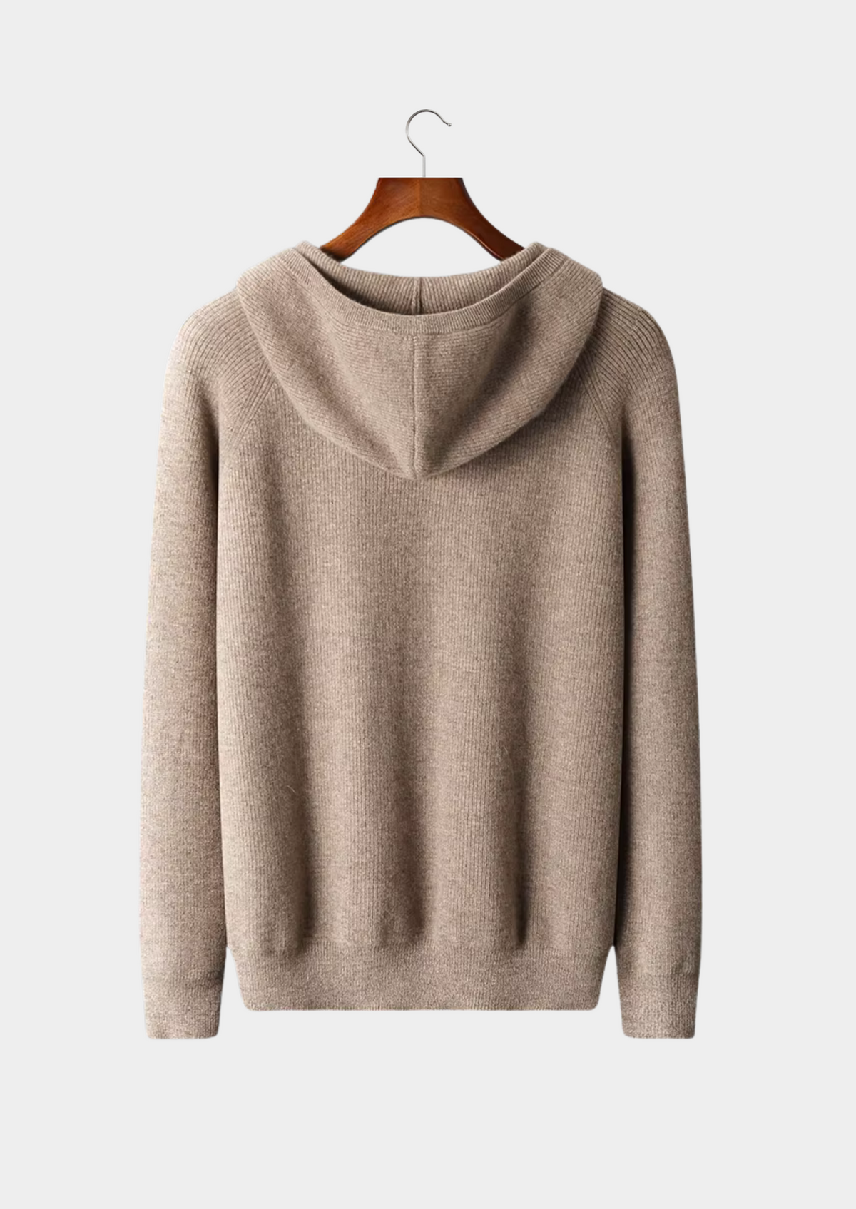 Pure Extra-Fine Merino Wool Ribbed Zip Hoodie | Portovelli