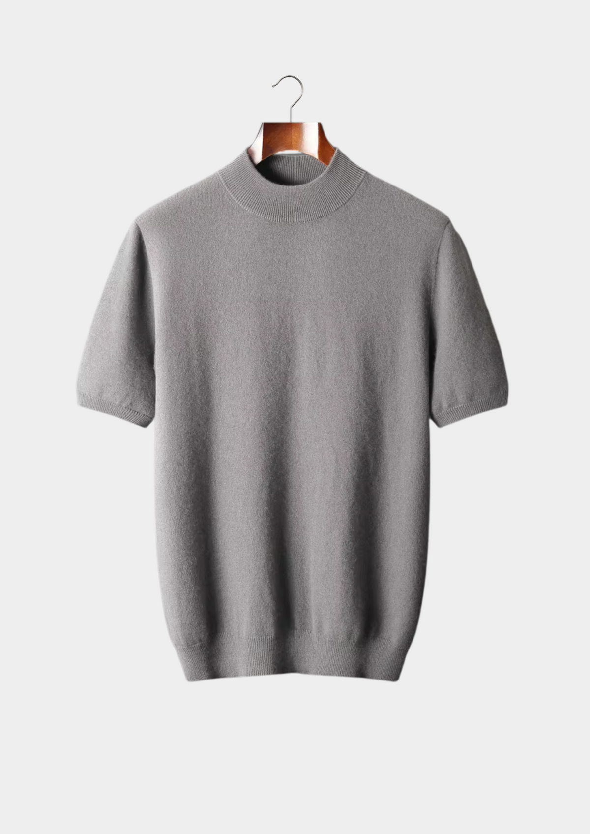 Premium Cashmere Mock Neck T-Shirt | Portovelli