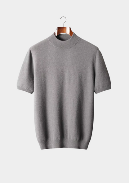 Premium Cashmere Mock Neck T-Shirt | Portovelli