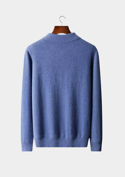Pure Extra-Fine Merino Wool Half Zip Polo | Portovelli