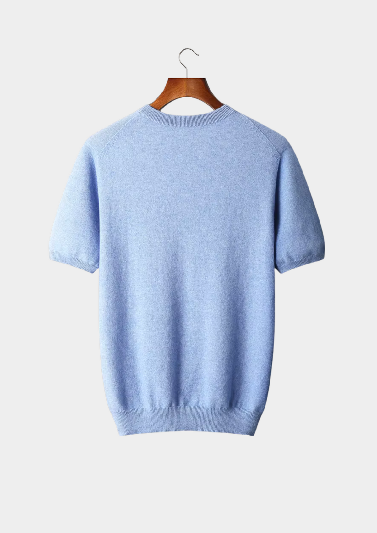 Premium Cashmere Classic Crewneck T-Shirt - Light Blue | Portovelli