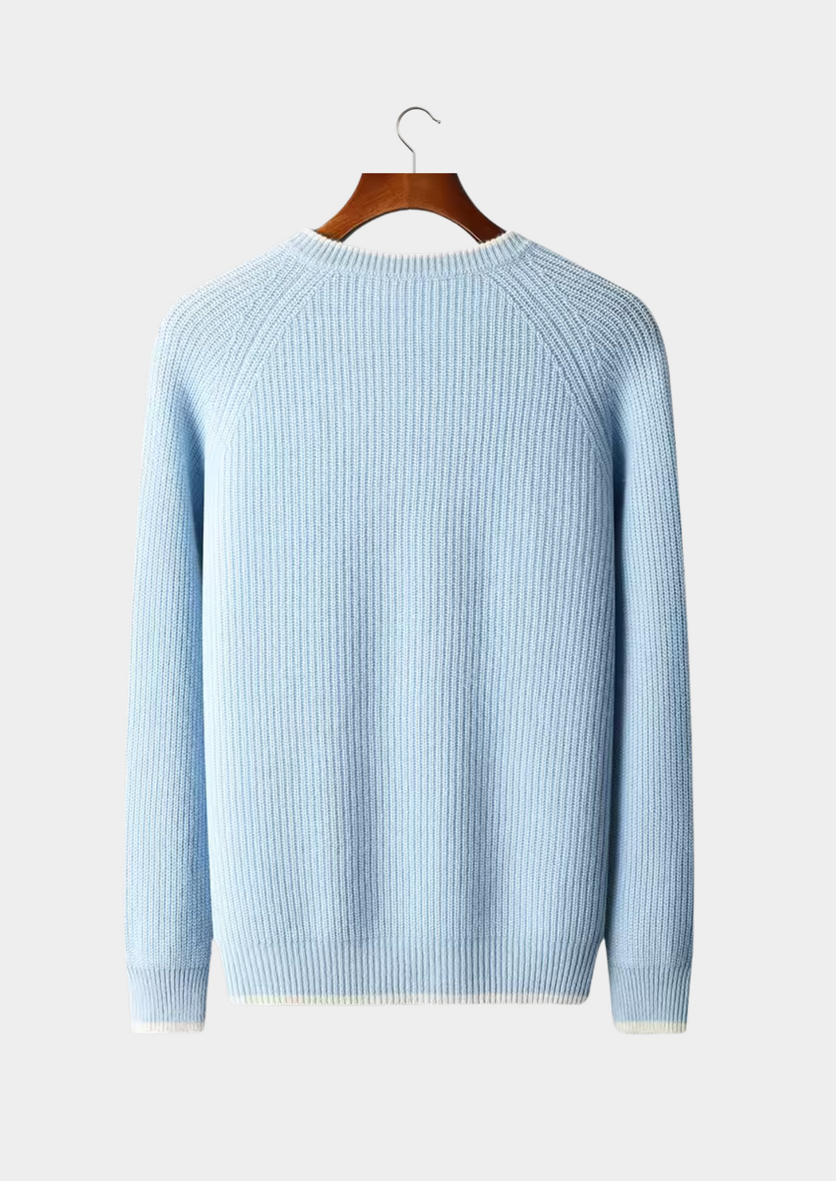 Pure Extra-Fine Merino Wool Two Tone Crewneck | Portovelli